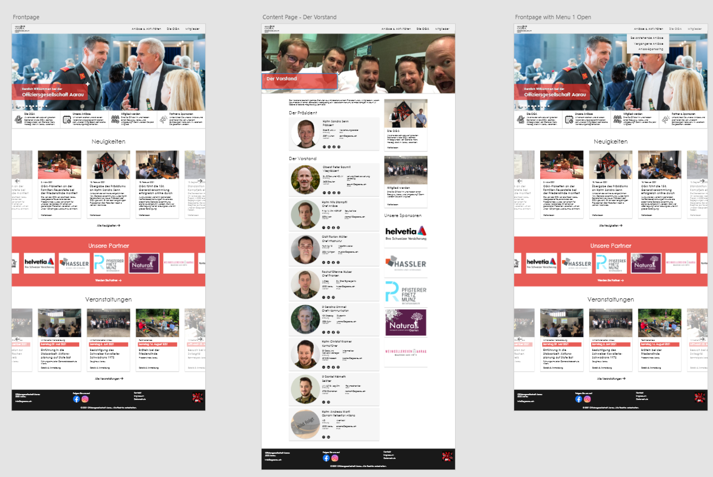 Ansicht aus dem Design-Tool der ersten Screen-Casts der neuen Webseite