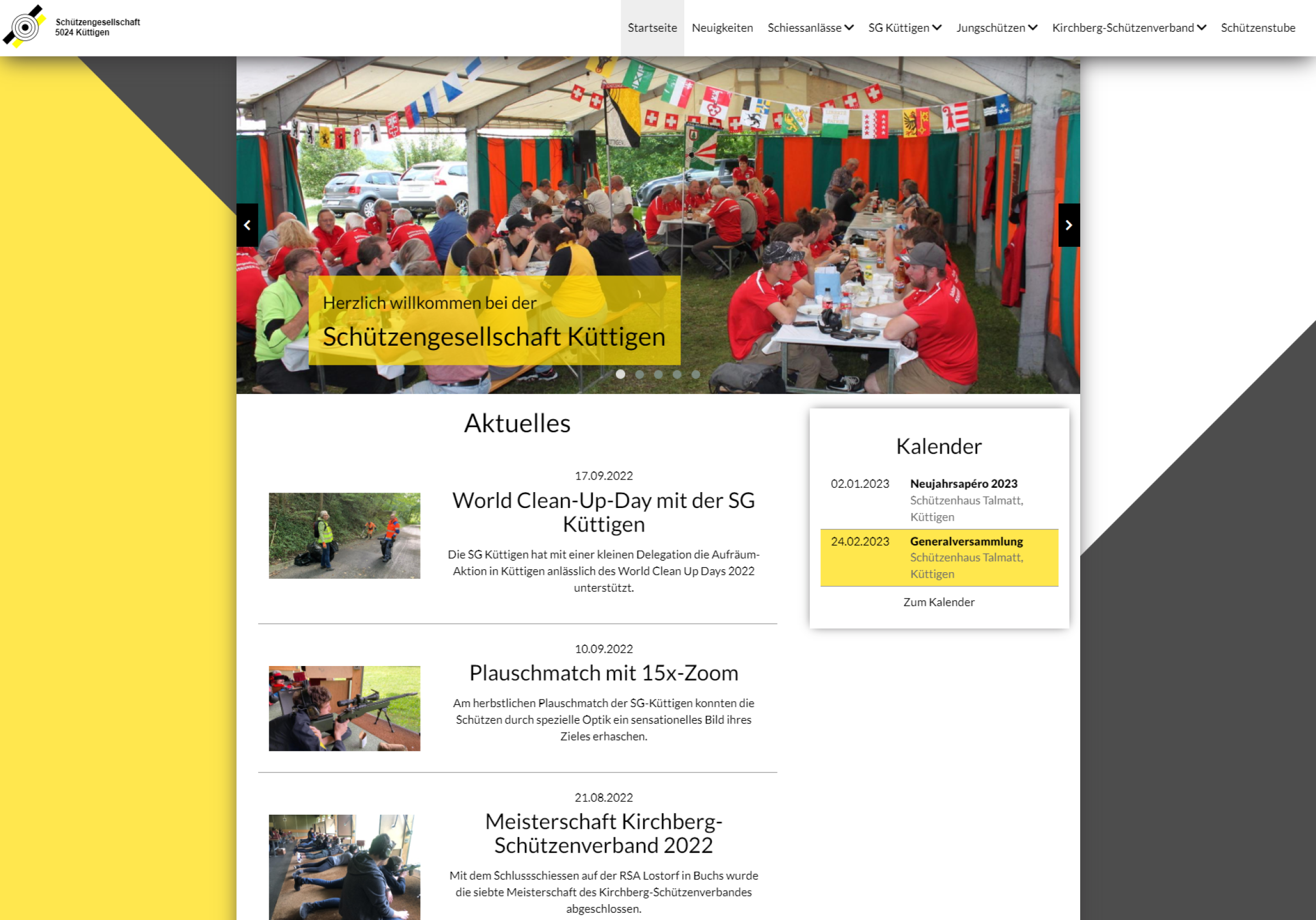 Screenshot der Startseite von sg-küttigen.ch